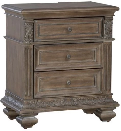 Liberty Carlisle Court 4-Piece Chestnut/Sand Queen Upholstered Poster Bedroom Set - Image 5